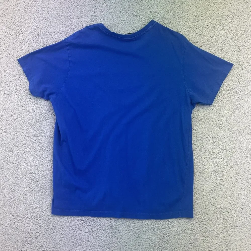 U.S.POLO ASSN. MENS ROYAL BLUE‎ V-NECK TEE YELLOW EMBROIDERED LOGO - SIZE L